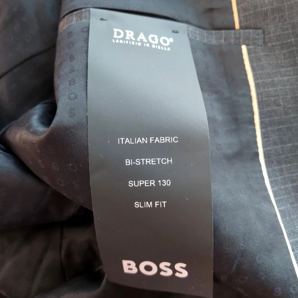 Hugo Boss Mens Blazer Size 38 Regular Black Check Super 130 Slim Fit Bi Stretch - Picture 9 of 12